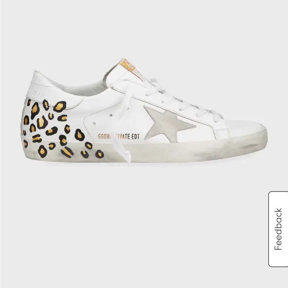 Golden Goose White and Tan Leather Sneakers